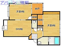 ガーデンハウス7 2DKの間取図画像
