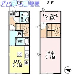 メゾネットみなみD 1SDKの間取図画像