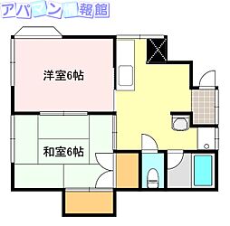 ハウスゆうかり 2Kの間取図画像