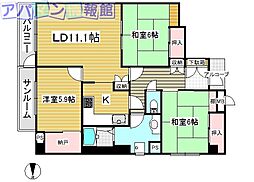 ロイヤルマンション 3LDKの間取図画像