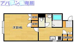 コーポハピネス 1Kの間取図画像