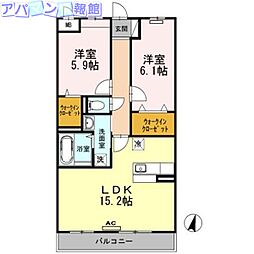ウィステリア2 2LDKの間取図画像