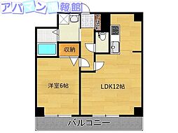 デリスガーデン女池 1LDKの間取図画像