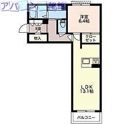 ウェルデンス上所島弍番館 1LDKの間取図画像
