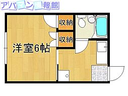 シャトレーゼ鐙 1Kの間取図画像