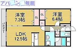 サンモール網川原 2LDKの間取図画像