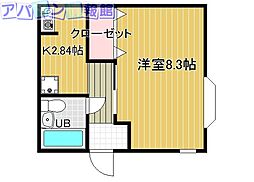 サンフィルド紫竹山 1Kの間取図画像