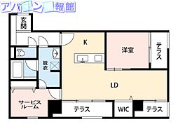 ザ・パーク一番堀 1SLDKの間取図画像