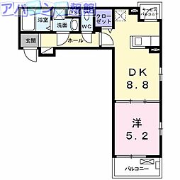 グリーンピア 1DKの間取図画像