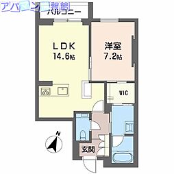 AZUR米山 1LDKの間取図画像