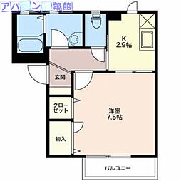フォーレス・ヴェルデA棟 1Kの間取図画像