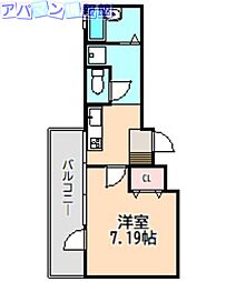エルフィンガーデン 1Kの間取図画像