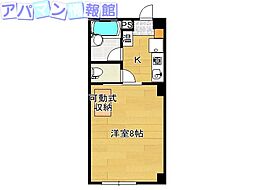 プラザ・ドゥ・ロード 1Kの間取図画像