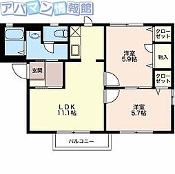 ピリカB棟 2LDKの間取図画像