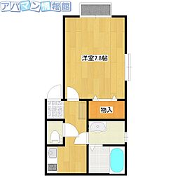 プラムロード 1Kの間取図画像