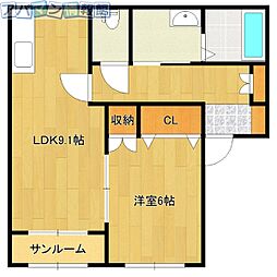 グランビル小針A 1LDKの間取図画像