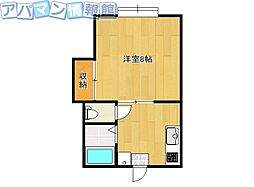 メリーズコート 1Kの間取図画像