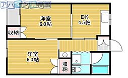 ピアータウン 2DKの間取図画像
