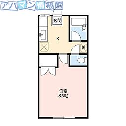 ポムフリット 1Kの間取図画像