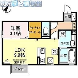 マリオン4 1LDKの間取図画像