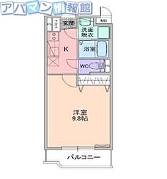 サン・ノーヴァ五十嵐 1Kの間取図画像