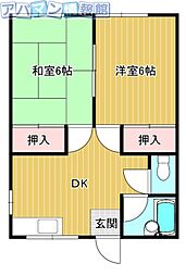 第2池田ハイツ 2DKの間取図画像