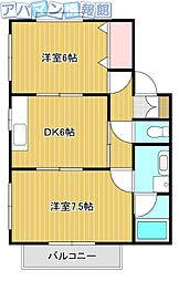 グレース坂井砂山B 2DKの間取図画像