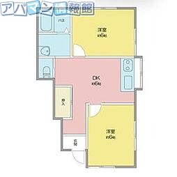 コーポしおばら 2DKの間取図画像