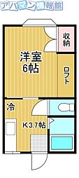 第9レジデンス 1Kの間取図画像