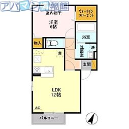 アステール2A 1LDKの間取図画像