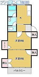 コーポ雅 2Kの間取図画像
