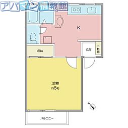 グリーンヒルズA 1Kの間取図画像