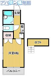 パレスイン坂井東 1Kの間取図画像