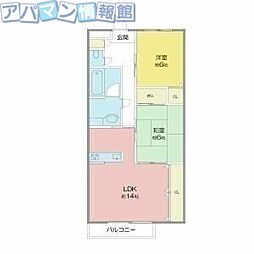 コーポ・ウイング 2LDKの間取図画像