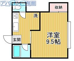 コーポ中原3 1Kの間取図画像