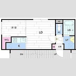 ヴィラキューブ新サッポロ 4階1LDKの間取り