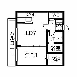 アヴェンタドール学園前 4階1LDKの間取り