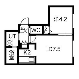 Rin南郷 4階1LDKの間取り