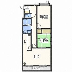 リージェンス平岸 4階2LDKの間取り