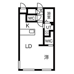 エアフォルク行啓通 3階1LDKの間取り