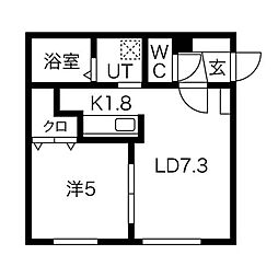 ALPHA中の島 4階1LDKの間取り