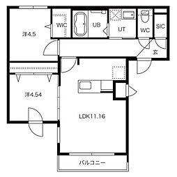 ES711 2階2LDKの間取り