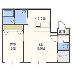 メゾン・ド・ステラV 4階1LDKの間取り