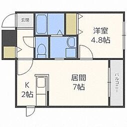 ル・ファール月寒公園 3階1LDKの間取り