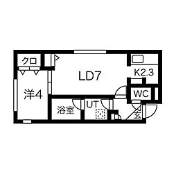 エンジェリックガーデン新札幌 1LDKの間取図画像