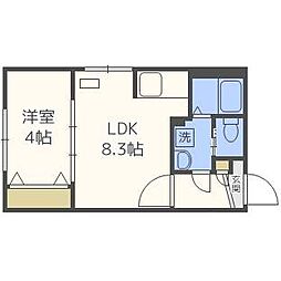 TSUBAKISQUARE円山公園WEST 1LDKの間取図画像