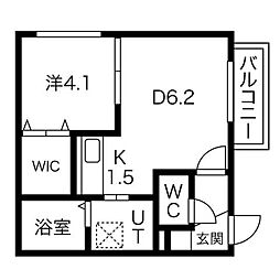 COSK美園 1LDKの間取図画像