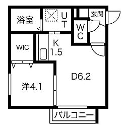 COSK美園 1LDKの間取図画像