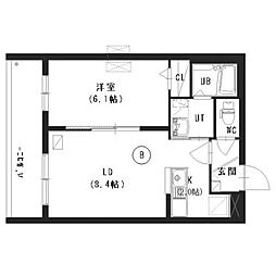 エクセル美園 1LDKの間取図画像