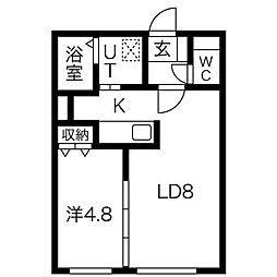 ハビテ南郷 1LDKの間取図画像